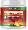 Built by Nature Pre Workout Powder with Beta Alanine, Creatine Monohydrate, BCAA, L Citrulline, L Arginine and Caffeine - Strawberry Lemonade Flavor - 25 Servings