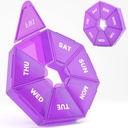 Wöchentliche Pille Organizer, 2 Packung Tragbare Pille Box Medizin Fall 6 Farben (Sieben Tag) Neue Ausgabe für Vitamin/Fish Oil/Pills/Ergänzungen-Arthritis Friendly (Purple)