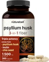 NatureBell Psyllium Husk Fiber Supplement, 1.500mg pro Servieren, 360 Kapseln | mit Inulin & Chia Seed | Organische lösliche Faser für Verdauungs- & Gut Gesundheit | Pflanzenbasiert, Non-GMO, Glutenfrei