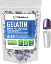 XPRS Nutra Größe 4 Leere Kapseln - 100 Count Small Leere Gelatin Kapseln - Pillen DIY Kapsel Füllung - Fillable Pure Bovine Pill Gel Kapseln für Do-It-Yourself Ergänzungen (Pearl Purple/White)