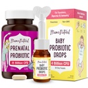 Mama Natural Prenatal Probiotic & Baby Probiotic Drops Bundle – Gut, Vaginal & Immununterstützung für Mutter + Verdauungskomfort für Baby mit Infant Probiotics – Bundle & Sparen