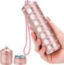 Metall Pille Organizer 7 Tage - Wasserdichte Wochenreise Pille Box Tägliche Pille Fall mit 7 Komponenten, Pillenbehälter für Vitamin Medizin ergänzt Fischöl, Pink