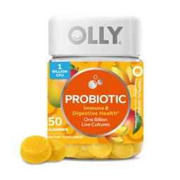 Gummy probiotique OLLY, soutien immunitaire et digestif, 1 milliard d'UFC, supplément probiotique à croquer, mangue, 25 jours d'approvisionnement - 50 comtes