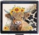 7 Tage Verchromt glänzend Silber Pille Organizer mit Spiegel innen hat 8 separate Komponenten Rechteck 7 Tage Pille Box Pille Case (Highland Cow)