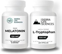 1500mg L-Tryptophan & 120mg Melatonin Bundle | High Dose Capsules for Sleep and Mood Support | Glutenfrei, Non-GMO, Veg-Caps | 30 Portionen
