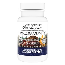 Host Defense MyCommunity Capsules - 17 Arten Blend Pilzergänzung für Immununterstützung - Kräuterhilfe mit Lion's Mane, Reishi, Chaga, Cordyceps, Türkei Tail & More - 30 Kapseln (15 Servierungen)*