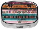 Pferdedruck gedruckt Square Pill Organizer mit 2 Komponenten, Portable Mini Pill Box Pille Fall für Medizin, Vitamin, Fischöl, Ergänzungen