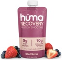 Huma Recovery Protein Smoothie, 12 Pouches – 15g Collagen + Whey Post Workout Recovery Drink – Ready-to-Drink Protein Shake mit Real Fruit, Elektrolyte, Gesunde Fette