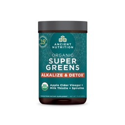 Antike Ernährung Supergreens Alkalize & Detox Pulver, Bio-Superfood-Pulver aus echten Früchten, Gemüse und Kräutern, für Verdauungs- und Energieunterstützung, 25 Servierungen, 7,5 Unzen