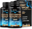 Glucosamin Chondroitin MSM Collagen | Joint Support Supplement 2800 mg | Made in USA | Flexibilität Ernährung Vitamine | für Männer und Frauen, Pack von 2