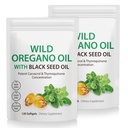 2 Packung Öl von Oregano Softgels, Oregano Öl Kapseln, 165mg Carvacrol, 2 in 1 Formuliertes Öl von Oregano mit schwarzem Samenöl 200mg, Oregano Ölergänzung Kapseln