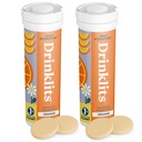 Drinklits Orange Daily Hydration Tablets (2) Tube Bundle | Essential Electrolytes – 0g Sugar – Replenishing Hydration Drink | 20 Servierungen - 10 Tablets pro Tube