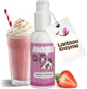 Moops Liquid Lactase Enzym Syrup 2oz – Delicious Strawberry Milkshake Flavor – 10.000 FCC Units for Fast Acting Dairy Relief – anpassbare Dose für Lactose Intolerance – Tragbare Twist-to-Lock Pumpe