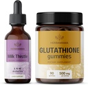 HERBAMA Milk Thistle and Glutathione Kit - Bundle of Milk Thistle Extract 2 fl oz & 500 mg Reduzierte L-Glutathione Gummis - Vegan, Non-GMO, Alkoholfrei - 2 Pack