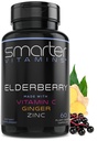 Smarter Elderberry Kapseln + Vitamin C + Ginger & Zink, Kräuterergänzung, Leistungsstarke schwarze Ältere Berry Extrakt Antioxidans Vitamin, 60 Vegan Pillen