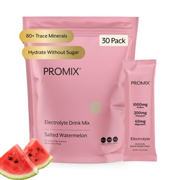 ProMix Nutrition Elektrolyte Pulver Hydration Packets - Himalayan Pink Salz, Magnesium, Kalium, Vitamin C - Gesalzene Wassermelone, leicht gesüßt - 30 Servierungen (Pack mit 30)