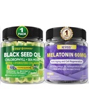 NEVISS Melatonin 60mg Gummi + Schwarz gesägte Ölgummis