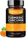 PhiNaturals Turmeric Curcumin Supplement mit schwarzem Pfeffer Extrakt - 4200 mg Ganze Curcuma Wurzel Äquivalent pro 3 Kapseln Servieren - Tumeric Pillen