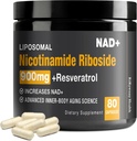 NAD+ Supplement - NAD+ mit Nicotinamid Riboside (NR) und Resveratrol Quercetin 900mg, 80 Kapseln, USA-063-0911XL-136NAD