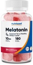 Nutricost Melatonin 10mg, 180 Gummis, Erdbeeren Flavored - Glutenfrei, Non-GMO, No Corn Syrup