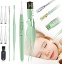 Ear Wax Removal Tools,9 Pack Ear Cleaning Tool,Ear Pick mit 2 LED-Leuchten,Built-in USB Ear Wax Remover für Kinder und Erwachsene