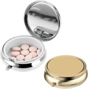 2Pcs Pille Box Small Pill Case für Geldbörse oder Tasche, Tragbare niedliche Pille Container Metall Pille Box Dekorative Medizin, Vitamin, Fischöl und Ergänzungen Halter Organizer (Silver&Gold)