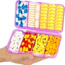 Yaklim Magnetic Travel Pill Organizer, 7 Komponenten Tragbare Pille Box, große Vitamin Organizer mit Etiketten, Tägliche Pille Fall Medizin Organizer, Große Ergänzung Organizer Magnet Pille Container Lila