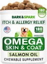 BARK&SPARK Omega 3 für Hunde - 160 Fish Oil Treats for Dogs - Skin and Coat Supplement - EPA & DHA Fatty Acids - Canine Salmon Oil - Anchovy