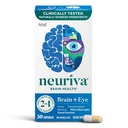 NEURIVA Gehirn + Augenergänzung für Gedächtnis, Fokus & Konzentration mit Lutein & Vitamine A C E und Zink für Augengesundheit & Zeaxanthin zu filtern blaues Licht, 30ct Kapseln