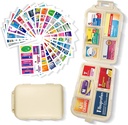Pill Organizer mit Medizin Etiketten 161 Etiketten Travel Daily Pill Container Mini Medication Organizer Aufbewahrung Pill Organizer Reisen Essentials Pill Case 7 Day (Beige, 1 Pack)