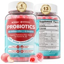 NEVISS Probiotic + Prebiotic Gummies für Erwachsene & Kinder 4+, Sugar Free Chewable 50 Billion CFUs w/Fiber, Vitamin B1 B2 D3 & Zink, für Verdauungs- & Gut Gesundheit, Boost Microflora Diversity, 60 Cts