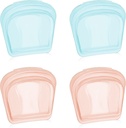 Nuenen 4 Stück Klein Portable Open Pill Pouch Silikon Medizin Tasche Wiederverwendbare Medizin Aufbewahrung Tasche klare Reise Pille Tasche wiederverschließbare Organizer Pouches(blau, Rose Gold)