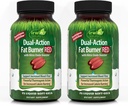 Irwin Naturals Dual-Action Fat Burner RED - 75 Liquid Soft-Gels, pack de 2 - Thermogénique puissant avec booster à oxyde nitrique - 50 Total des services