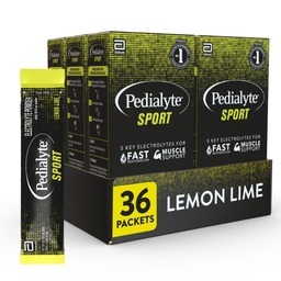 Pedialyte Sport Elektrolyt-Pulver, schnelle Hydration mit 5 Schlüsselelektrolyten für Muskelunterstützung vor, während und nach Übung, Lemon Lime, 0.49-oz Pakete (36 Zähler)