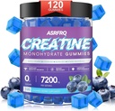 Kreatin Monohydrat-Gummi für Männer & Frauen 120 CT - 7200mg Kreatin Monohydrat pro Servieren, Kaubare Kreatin Monohydrat für Muskelunterstützung & Energie Boost, Zuckerfrei, Vegan (BlueberryFlavor)