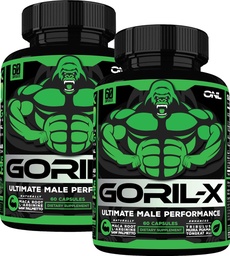 Testosteron-Booster-Ergänzung für Männer - Goril X Workout Male Enhancing Pills 1000mg - erhöhen Größe, Stärke & Energie - mit Horny Ziegenkraut, Tongkat Ali & Tribulus Terrestris - 60 Kapseln (2pk)
