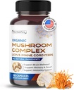 Organic Mushroom Complex mit Lion's Mane, Cordyceps & Turkey Tail – Gehirn, Memory & Immune Support – 180 Kapseln (6-Monats-Versorgung)