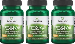 Swanson Maximum Strength Peak ATP-Natural Supplement Förderung Cellular Energy Support-Supports Physical Performance und fördert gesunde Blutfluss-Unterstützung-(30 Veggie Kapseln, 400mg Jeder) 3 Pack