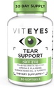 Viteyes Tear Unterstützung Augen beruhigende Mischung, okziale trockene Augenergänzung, keine Augentropfen, Redness Relief, Augen Vitamin, Allergie Unterstützung für juckende Augen, Omega-3 Fischöl, 30 Softgels