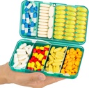 Yaklim Magnetic Travel Pill Organizer, 7 Komponenten Tragbare Pille Box, große Vitamin Organizer mit Etiketten, Tägliche Pille Fall Medizin Organizer, Große Ergänzung Organizer Magnet Pille Container Grün
