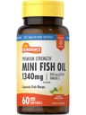 Sundance Mini Fish Oil Softgels 1340mg | 60 Count | Controls Fish Burps | Premium Strength Formula mit Omega-3 | Natural Lemon Flavor | Non-GMO und glutenfreie Ergänzung