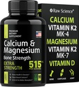 Calciumcitrat mit Vitamin D3 K2 & Magnesium Glycinat - Knochenstärke-Ergänzung - Pflanzenbasierte Kalzium-Ergänzungen für Frauen & Männer - Magnesium und Calcium D3 K2 Pillen für Knochengesundheit - 90 Kapseln