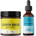 HERBAMA Lemon Balm und Ahwagandha Kit - Bundle Lemon Balm Gummies & Ashwagandha Liquid Drops 2 fl oz - Vegan, Non-GMO, Alkohol & Gelatin-Free - 2 Pack