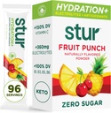 Stur Electrolytes Pulver Hydration Packets | Fruit Punch | Sugar Free Water Flavor Packets for Workout Recovery | High Antioxidants & B Vitamine | Keto, Vegan, Non-GMO, Paleo, 96 Packets