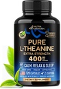 L Theanine 400 mg | L-Theanine Stress Relief | Extra Strength Supplement | Made in USA | Relaxation, Sleep & Calm Support | für Männer & Frauen | Plant Based, Non-GMO & Gluten-Free | 120 Vegan Kapseln