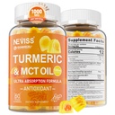 Kurkuma-Gummien 1000mg w/MCT Öl C8 C10, Organische Antioxidationsmittel, Kurkuma-Ergänzung mit schwarzem Pfefferextrakt, Support Comfort, Boost Energy, Ultra Absorption, Zuckerfrei, 60 Cts