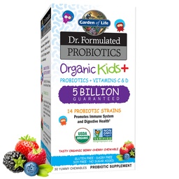 Garten des Lebens Kinder Probiotika, Dr. Formulierte Probiotika Bio Kinder + Vitamin C & D, Berry Cherry, Gluten Dairy & Soy Kostenlose Immun- & Verdauungs-Ergänzung, 30 Chewables