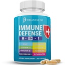 Immununterstützung 8 in 1 Kapseln - Zinkergänzung, Vitamin D3, Vitamin C und Elderberry - Immune Booster Supplement mit Echinacea, Ginger Root, und Turmeric