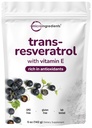 Reines Trans-Resveratrol-Pulver mit Vitamin E, 5 Unze, 2 in 1 Formel, Mikronisiertes Pulver für bessere Absorption, Premium-Resveratrol-Ergänzung, Super Antioxidans