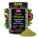 Dragon Herbs Tonic Alchemy Superfood Greens Powder mit 91 Inhaltsstoffen: Tonic Herbs, Ashwagandha, Pilze, Probiotika, Super Greens, Seaweeds, Früchte, Gemüse, Spirulina - 30 Servietten